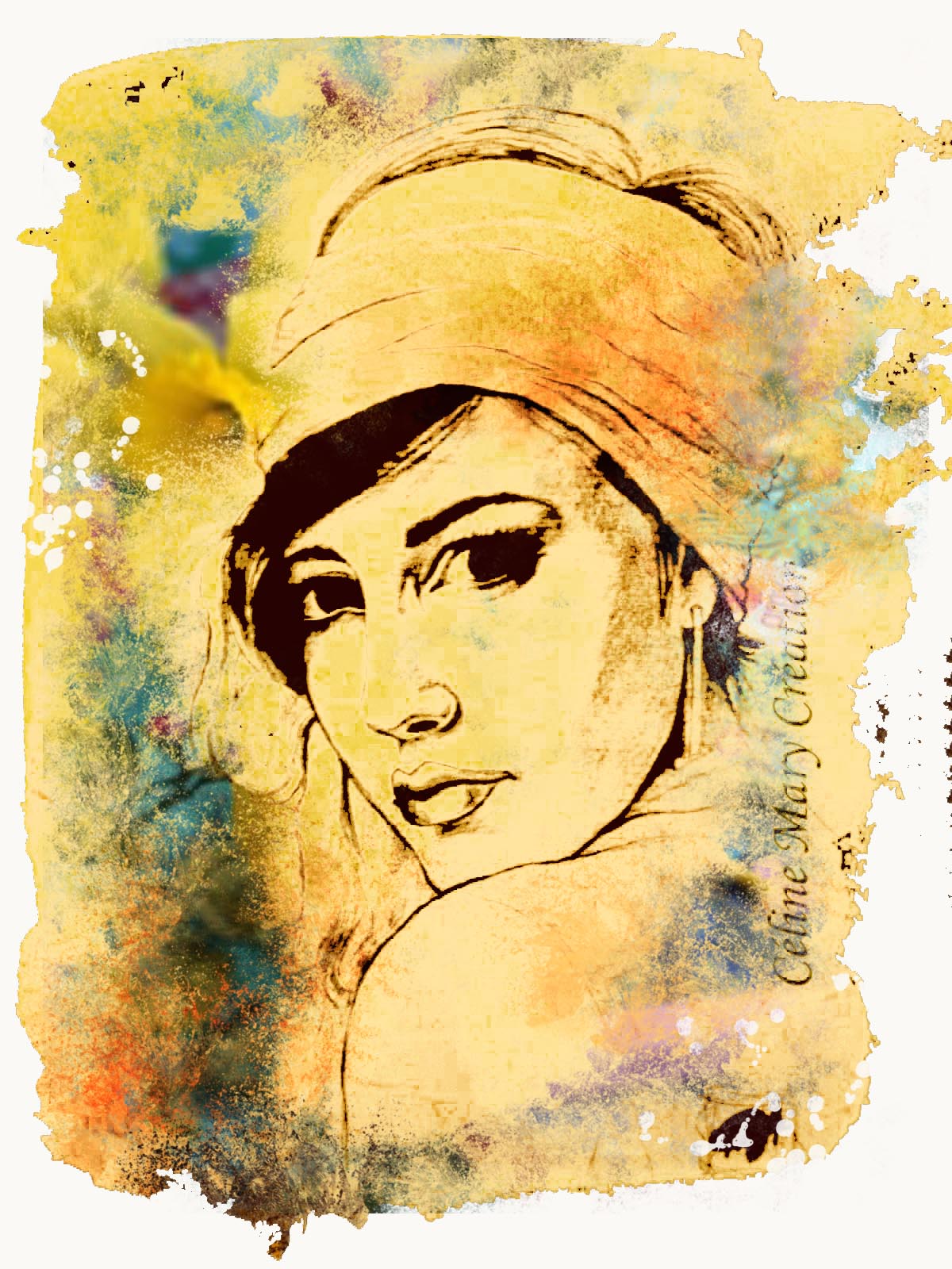  femme turban jaune
